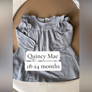 Quincy Mae Gray Ruffle Long-Sleeve Dress